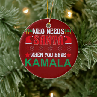 Vem behöver tomten när du har Kamala Harris Julaft Julgransprydnad Keramik