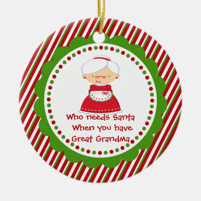 Vem behöver tomten. Underbar mormor, julprydnad Julgransprydnad Keramik (Framsidan)
