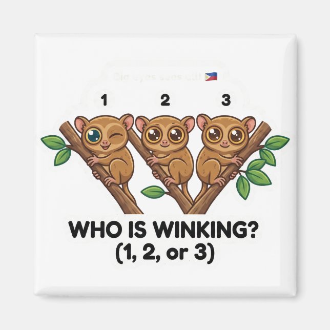 Vem blinkar? Tarsier Animal World Quest Game Magnet (Framsidan)