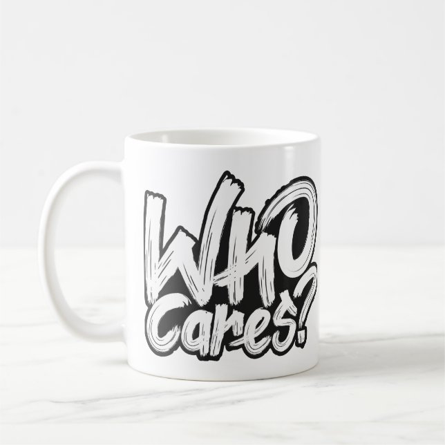 Vem Bryr Sig Fet Minimal Typografi Kaffemugg (Vänster)