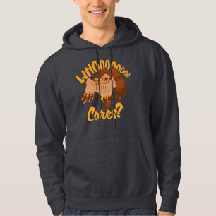 Vem Bryr Sig Rolig Sorglös Tecknad Uggle Ritning Hoodie