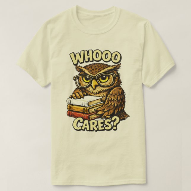 Vem Bryr Sig Rolig Uggle Bokälskare Grafik T Shirt (Design framsida)