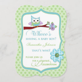 Vem Får en BabyPojke? Uggla Baby Shower Inbjudan