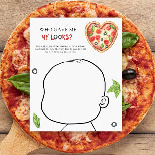 Vem gav mig min look Pizza baby shower spel