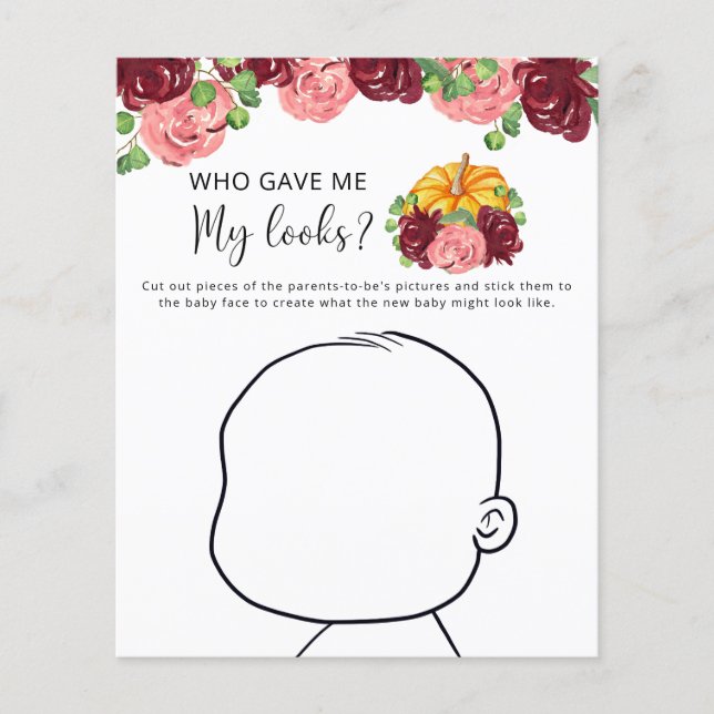 Vem gav mig mitt utseende baby shower spel (Framsida)
