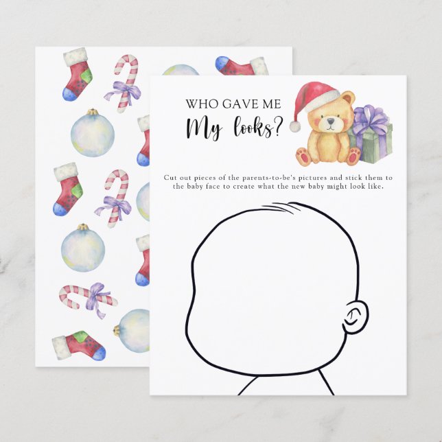 Vem gav mig mitt utseende baby shower spel (Fram/baksida)