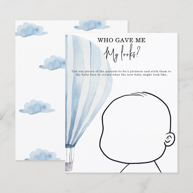 Vem gav mig mitt utseende? baby shower spel (Fram/baksida)