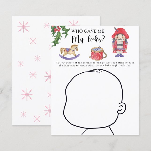 Vem gav mig mitt utseende baby shower spel (Fram/baksida)