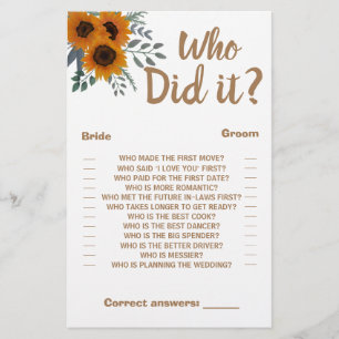 Vem gjorde det, solblommor Greenery med jokerkort Flygblad