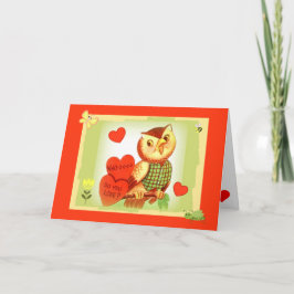 Vem gör du Kärlek? Retro Uggla Valentine Card Helgkort
