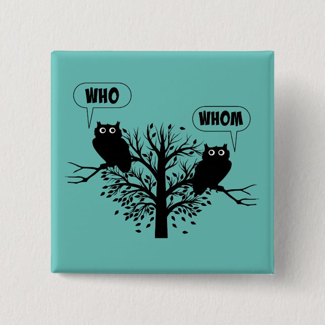 Vem Grammar Uggla Engelska Stil Humor Knapp (Framsida)