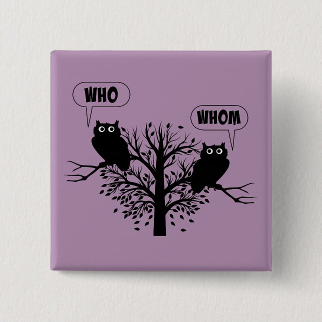 Vem Grammar Uggla Engelska Stil Humor Knapp (Framsida)