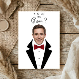 Vem har brudgummen Skrapa och hitta Bröllopsdusch  Tack Kort