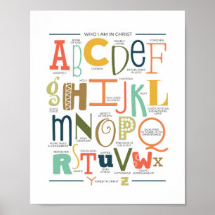 Vem jag är i Kristus Alphabet Scripture Poster? Poster