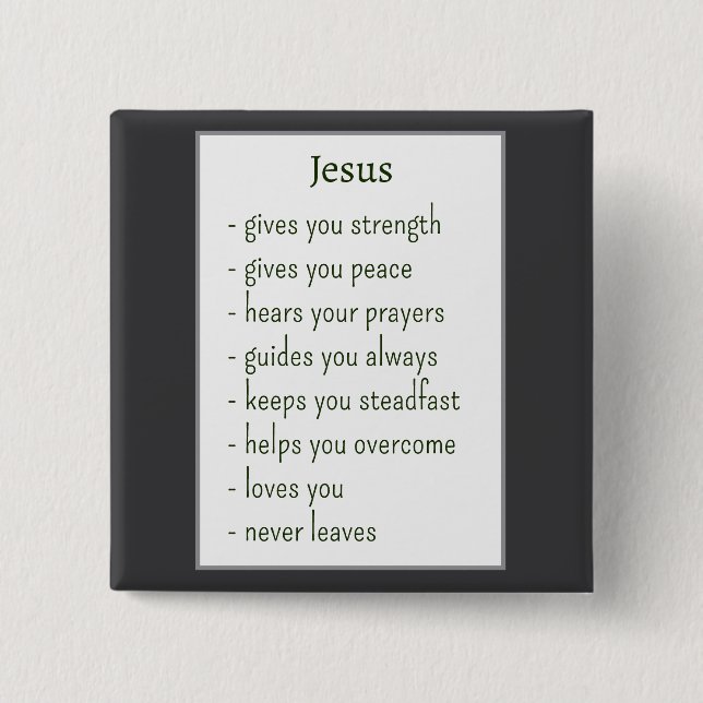 Vem Jesus är Tröstande Påminnelse Småpresent Knapp (Framsida)