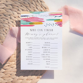Vem kan Avsluta Mamma Phrase Abstrakt Rosa & Blue Inbjudningar