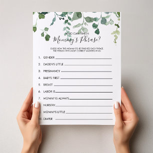 Vem kan Avsluta Mamma Phrase Baby Shower Game