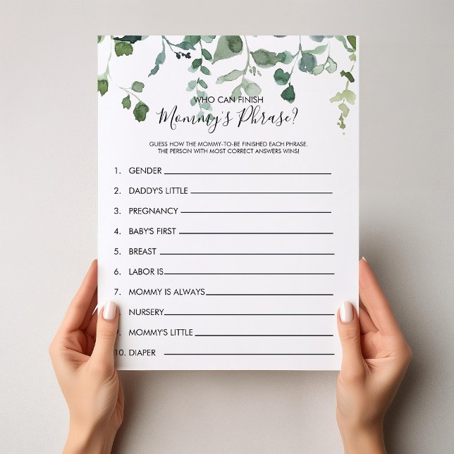 Vem kan Avsluta Mamma Phrase Baby Shower Game (Skapare uppladdad)