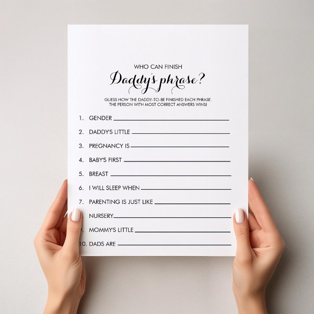 Vem kan Avsluta Pappor Phrase Baby Shower-spel (Skapare uppladdad)
