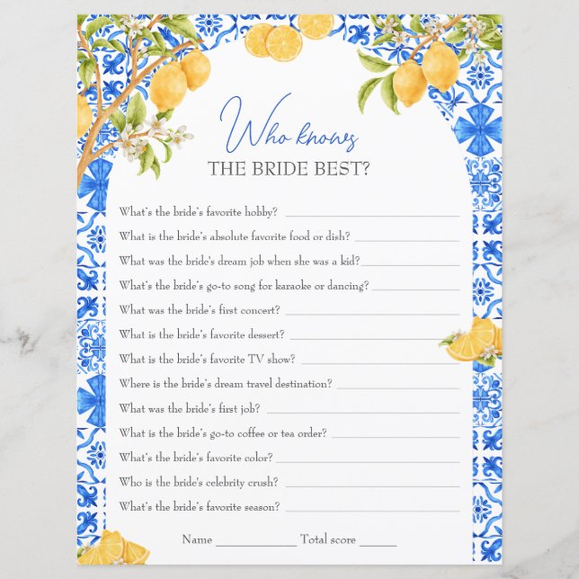 Vem Känner Bruden Bäst Bröllopslek Lemon (Framsida)