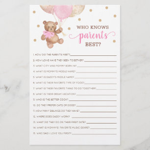 Vem Känner Föräldrar Bäst Spel Baby Shower Teddybj