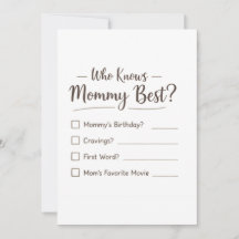 Vem Känner Mamma Bäst? – Baby Shower Spelkort