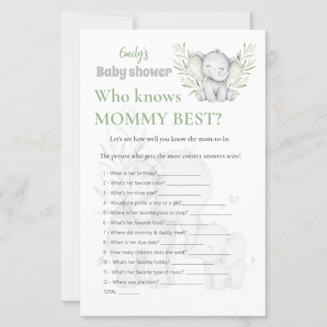 Vem Känner Mamma Bäst? Bebis Shower Lek (Framsida)