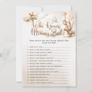 VEM KÄNNER MAMMA BÄST Frågor Baby Shower Lek Inbjudningar