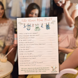 Vem Känner Mamma Bäst Klädstreck Baby Shower Lek Rådkort