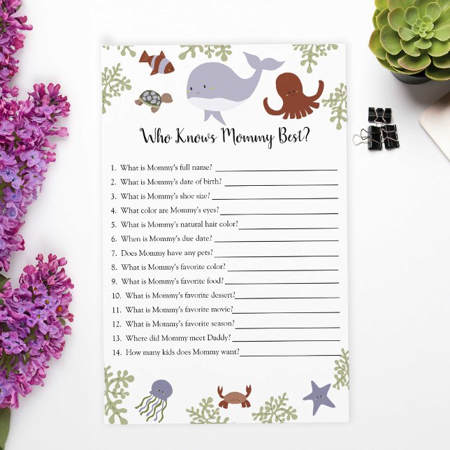 Vem Känner Mamma Bäst Under Havet Baby Shower Game (Skapare uppladdad)