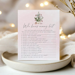 Vem känner mamma bäst Vinter rosa baby shower spel