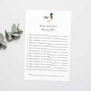 Vem känner Mamma Best Anka Baby Shower-spel