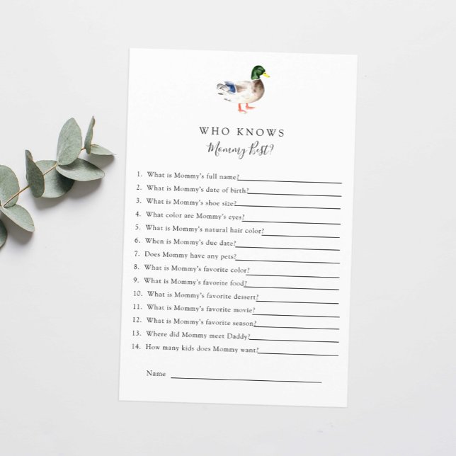 Vem känner Mamma Best Anka Baby Shower-spel (Skapare uppladdad)