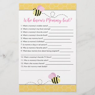 Vem känner Mamma Best Humla Baby Shower-spel