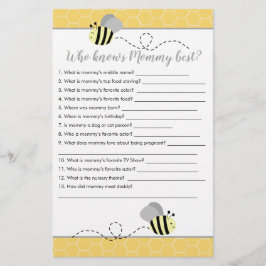 Vem känner Mamma Best Humla Baby Shower-spel