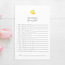 Vem känner Mamma Best Lemon Baby Shower-spel