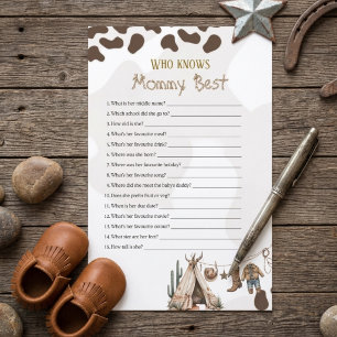 Vem känner mamman bäst Cowboy rustic baby shower