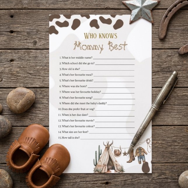 Vem känner mamman bäst Cowboy rustic baby shower  (Skapare uppladdad)