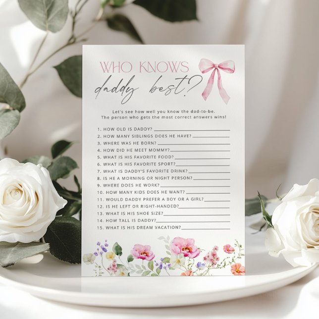Vem känner pappa bäst Vildblomma baby shower spel (Skapare uppladdad)
