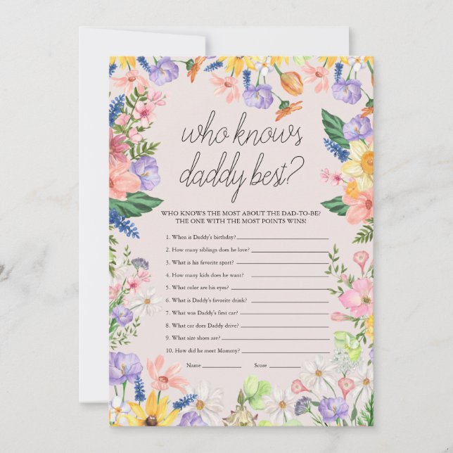 Vem känner pappa Best Baby-spelkortet Inbjudningar (Framsida)