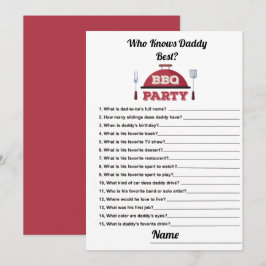 Vem känner pappa Best BBQ Baby Shower Game Card Inbjudningar