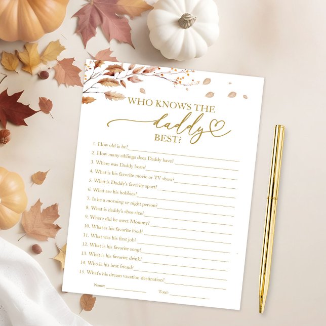 Vem känner pappa Best Fall Baby Shower-spelet? Inbjudningar (Skapare uppladdad)