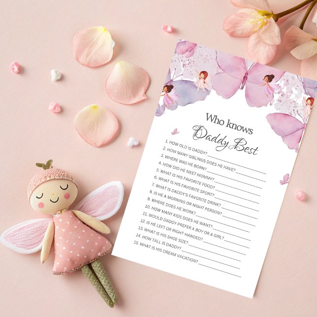 Vem känner pappa Best Rosa Fairy Baby Shower Game (Skapare uppladdad)