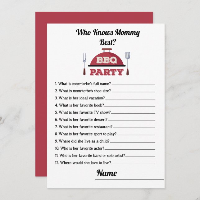 Vem känner till bästa BQ-babyvisare för Mamma Inbjudningar (Fram/baksida)