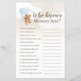 Vem känner till bästa Nalle för babyvisningsspel f Flygblad