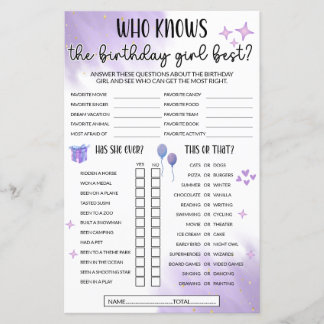 Vem känner till Birthday Girl Best Game - Lila