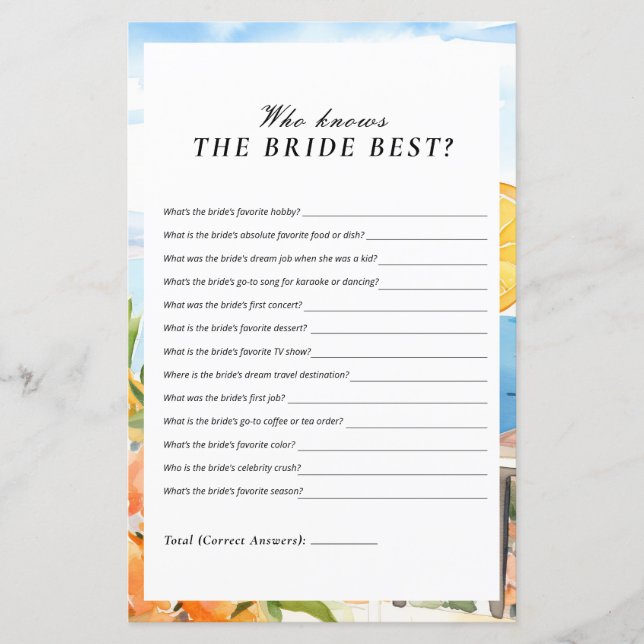 Vem känner till Bride Best Aperol Spritz-Möhippan (Framsida)