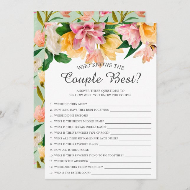 Vem känner till den bästa par-Möhippan-spelinvit? Inbjudningar (Fram/baksida)