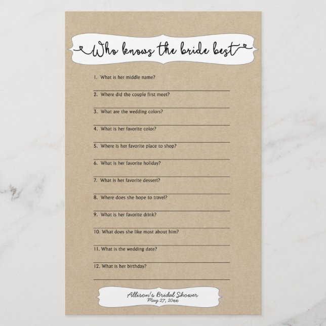 Vem känner till det mest brude duschspelet, kraft  flygblad (Framsidan)