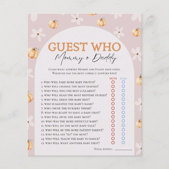 Vem känner till "Fall Pumpkin & Daisy Baby Shower- (Framsida)